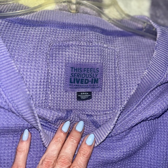 AE Oversized Big Hug Waffle PURPLE Sweatshirt S - Picture 9 of 9